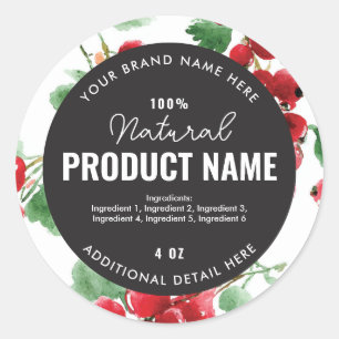 Watercolor fruit Product Round Label