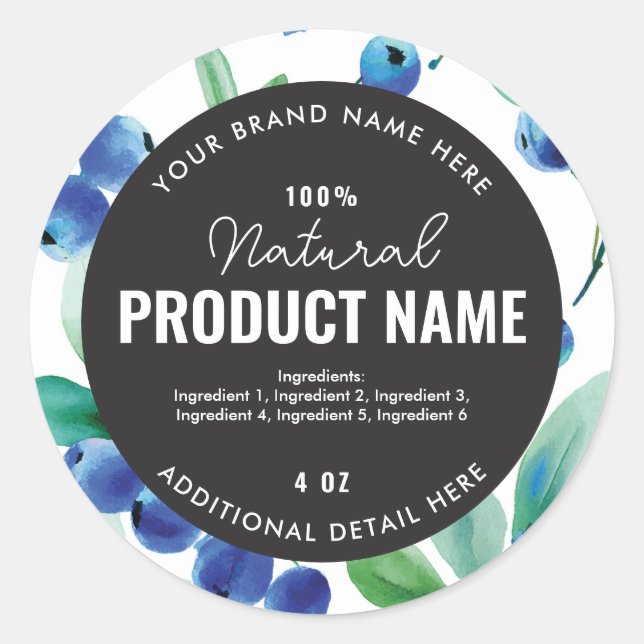 Watercolor fruit  Product Round Label (Front)