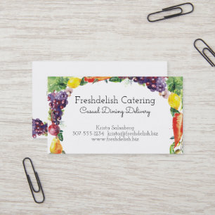 Watercolor fruit vegetable catering business card