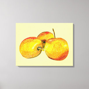 Watercolor fruit yellow pear fruit canvas print