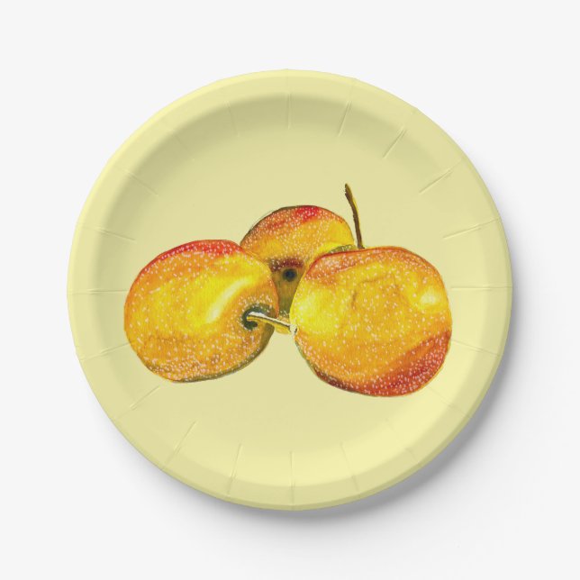 Watercolor fruit yellow pear fruit paper plate (Front)