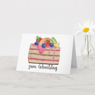Watercolor Fruitcake German Birthday Card