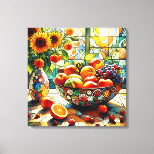 Watercolor Fruits and Flowers Canvas Art