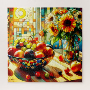 Watercolor Fruits and Flowers Puzzle