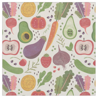 Watercolor Fruits & Veggies Fabric