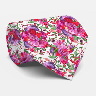 Watercolor Fuchsia Blooms Tie