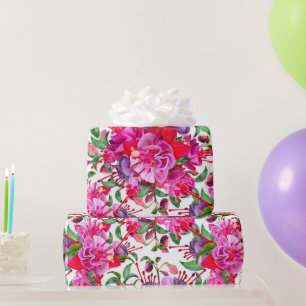 Watercolor Fuchsia Blooms Wrapping Paper