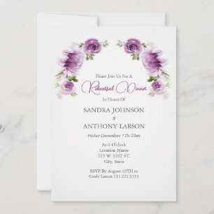 Watercolor Fuchsia Roses and Peonies Rehearsal Invitation