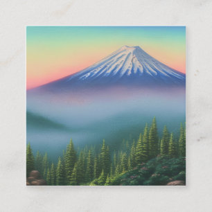 Watercolor Fuji is the Highest Mountain in Japan Square Business Card
