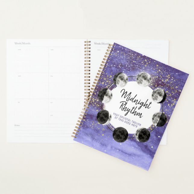 Watercolor Full Moon Lunar Cycle Night Sky Energy Planner (Display)