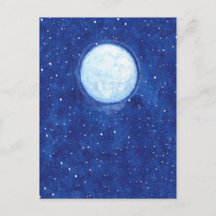 Watercolor Full Moon Postcard