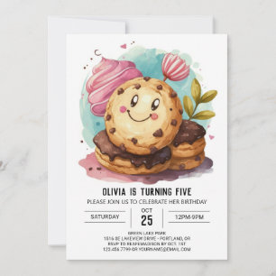 Watercolor Fun Boho Cookies Birthday Invitation