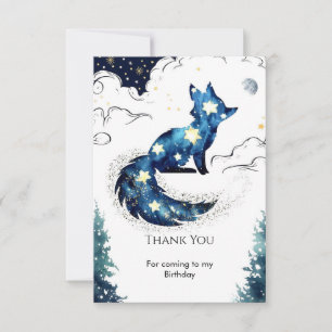 Watercolor Fun Fox Birthday Thank You Card