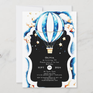 Watercolor Fun Hot Air Balloon Birthday Invitation