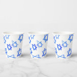 Watercolor Fun Messy Cool Blue Star of David  Paper Cups<br><div class="desc">Perfect for bat mitzvah, bar mitzvah, wedding, Hanukkah or other Jewish celebration! Hand made watercolor art for you. Design is also available as matching invitations, postcards or folded paper cards, check my shop! THANK YOU FOR SUPPORTING INDEPENDENT ARTISTS! All artwork and designs are created by me. I love to draw...</div>