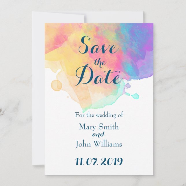 Watercolor Fun Save the date Invitation (Front)