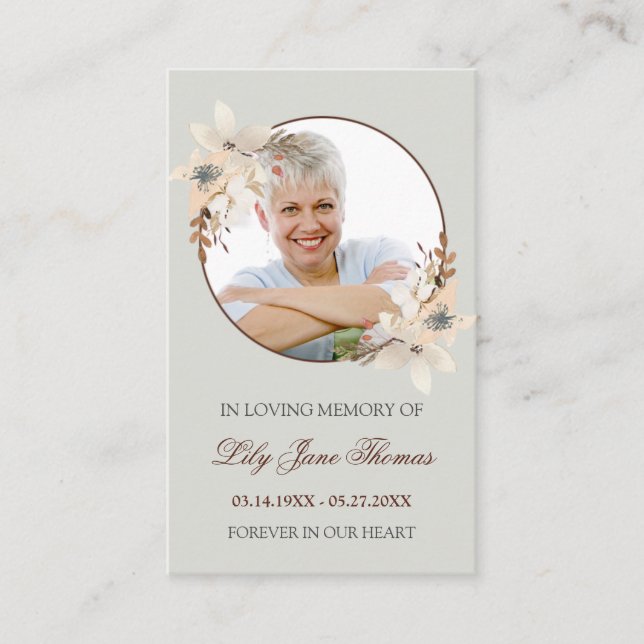 Watercolor Funeral Prayer Card | In Loving Memory (Front)