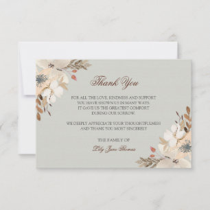 Watercolor Funeral Thank You Card Memorial Card