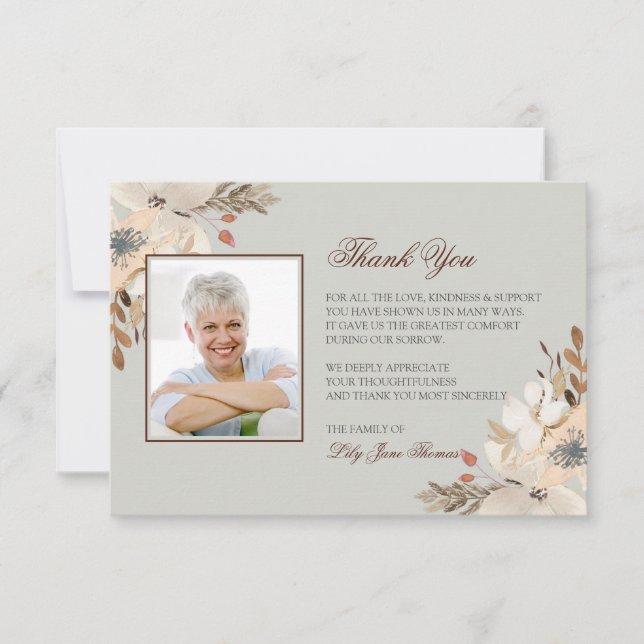 Watercolor Funeral Thank You Card | Memorial Card (Front)
