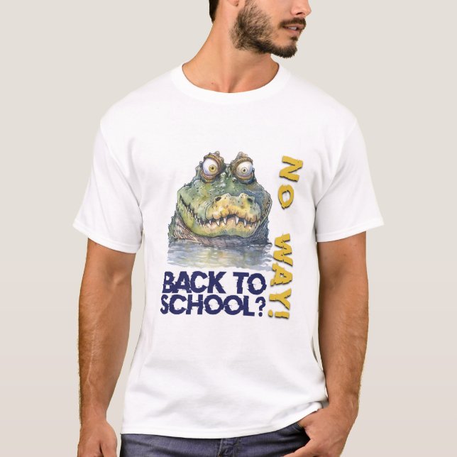 Watercolor Funny Back-to-School Alligator T-Shirt (Front)