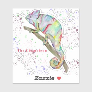 Watercolor funny chameleon