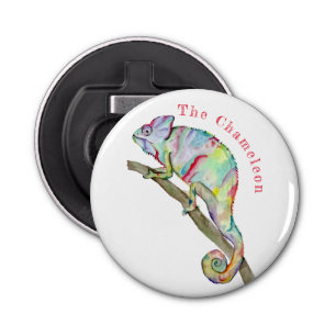 Watercolor funny chameleon bottle opener