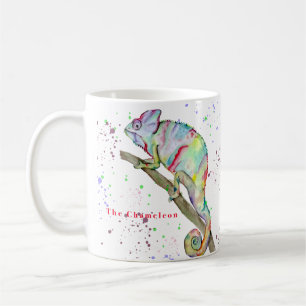 Watercolor funny chameleon coffee mug