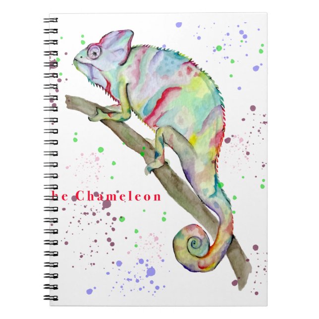 Watercolor funny chameleon notebook (Front)