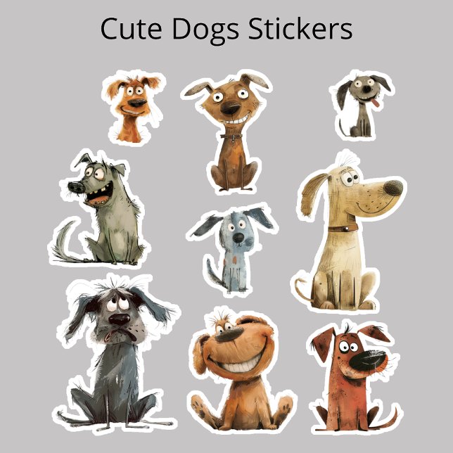 Watercolor Funny Crazy Dogs Thank You Stickers (Creator Uploaded)