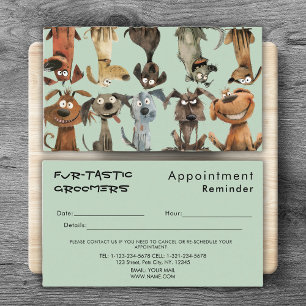 Watercolor Funny Dog Groomers Boutique Blue Appointment Card