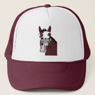 Watercolor Funny Laughing Horse Farm Animal Trucker Hat