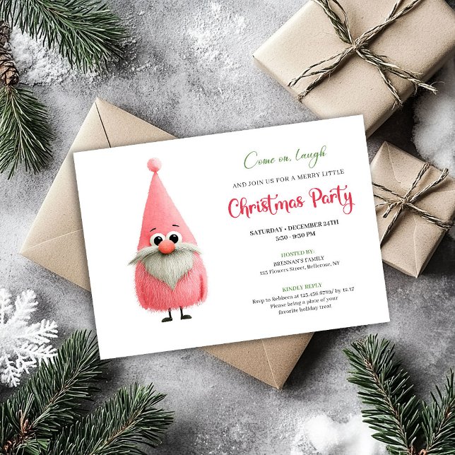 Watercolor funny pink mad santa party invite (Watercolor funny pink santa party invite

)