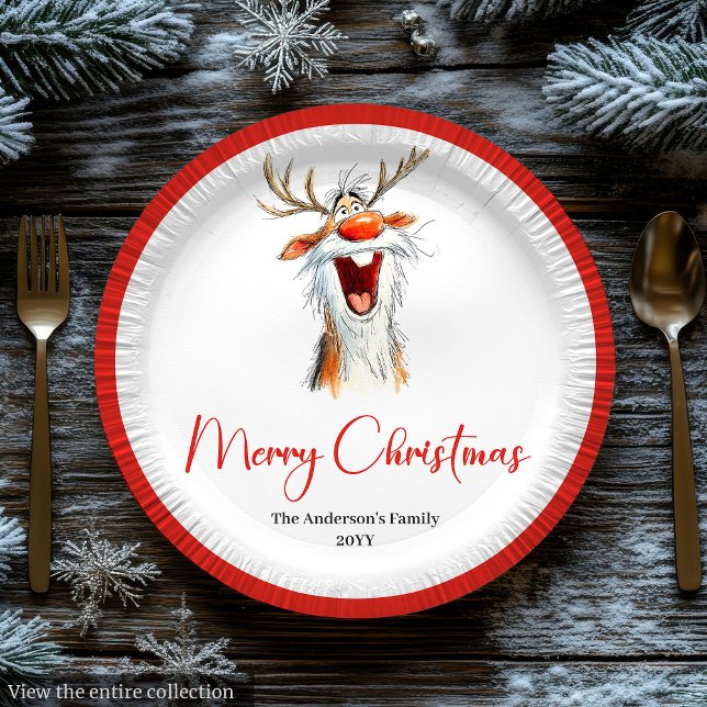 Watercolor Funny Santa Custom Christmas Plates (Watercolor Funny Santa Custom Christmas Plates)