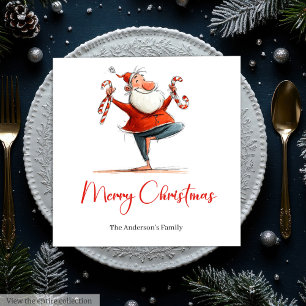 Watercolor Funny Santa Personalised Christmas Napkin