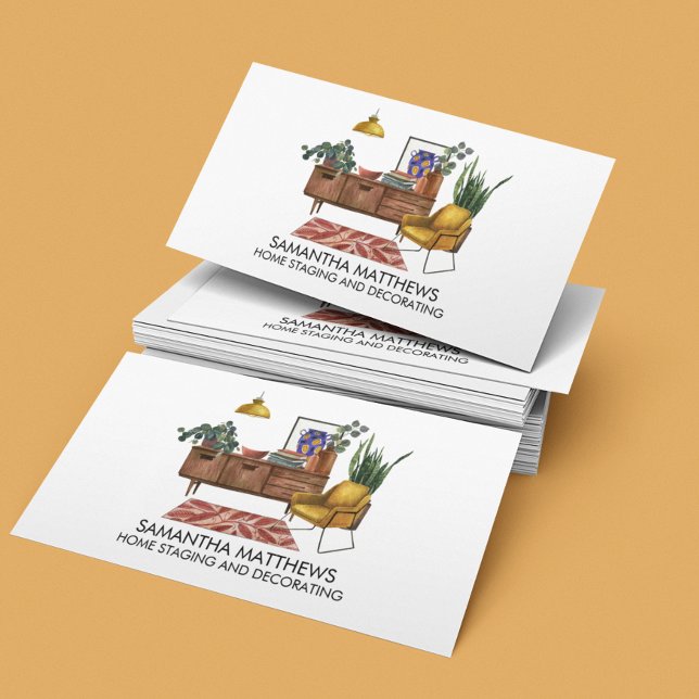 Watercolor Furniture Decorating Home Staging Business Card (Creator Uploaded)