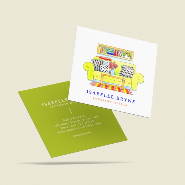 Watercolor Furniture Interior designer Upholsterer Square Business Card (Creator Uploaded)