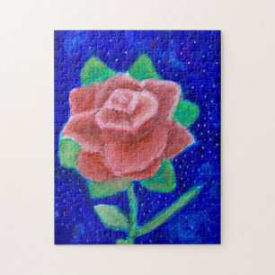Watercolor Galactic Rose Painting Puzzle