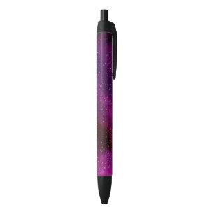 Watercolor Galaxies purple pink Black Ink Pen
