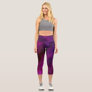 Watercolor Galaxies purple pink  Capri Leggings