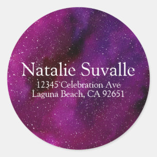 Watercolor Galaxies purple pink Classic Round Sticker