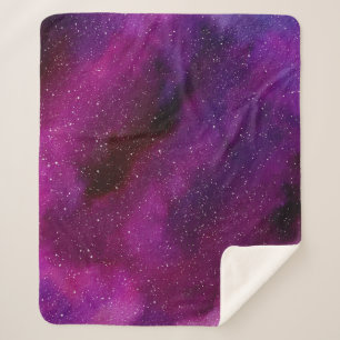Watercolor Galaxies purple pink  Sherpa Blanket