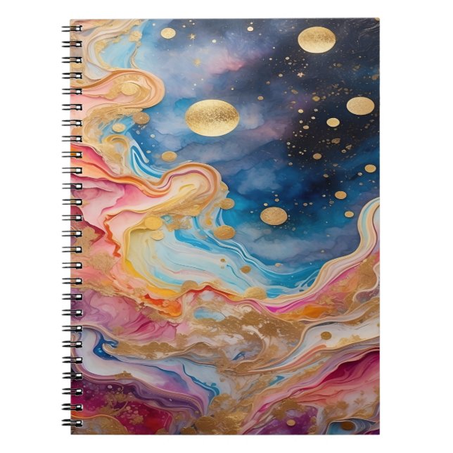 Watercolor Galaxy and planets Notebook (Front)
