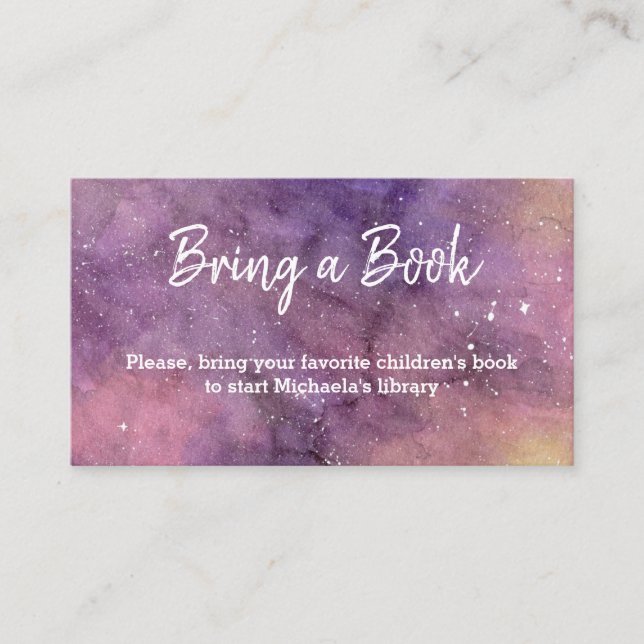 Watercolor Galaxy Baby Shower Bring a Book  Enclosure Card (Front)