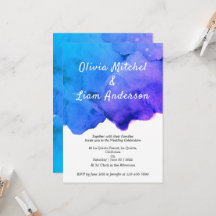 Watercolor Galaxy Blue and Purple Wedding 
