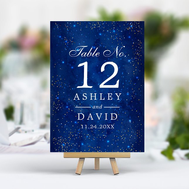 Watercolor Galaxy Cosmic Stars Starry Table Number (Creator Uploaded)