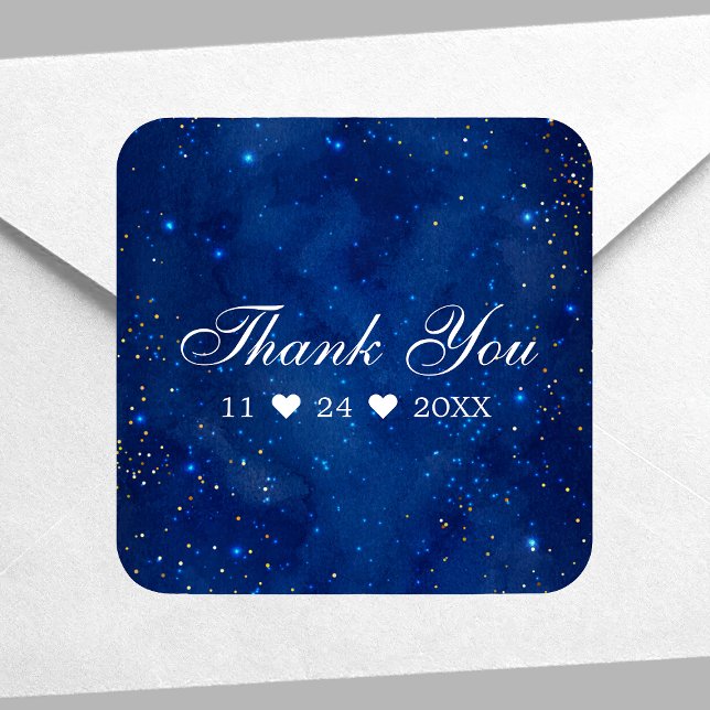 Watercolor Galaxy Cosmic Stars Starry Thank You Square Sticker (Creator Uploaded)