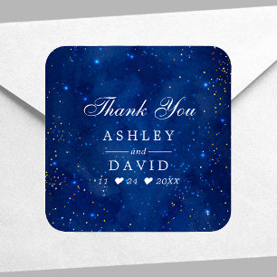 Watercolor Galaxy Cosmic Stars Wedding Thank You Square Sticker
