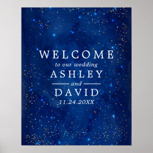Watercolor Galaxy Cosmic Stars Wedding Welcome Poster