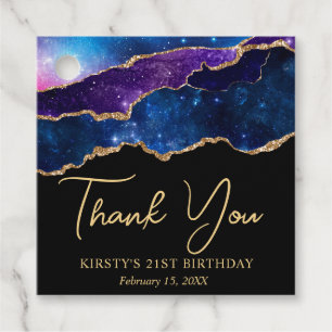 Watercolor Galaxy Glitter Agate Birthday Party Favour Tags
