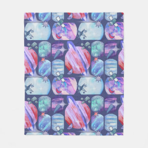 Watercolor Galaxy Patchwork Fleece Blanket